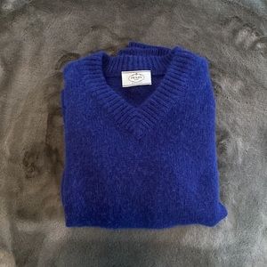 Prada royal blue v-neck alpaca sweater size 48